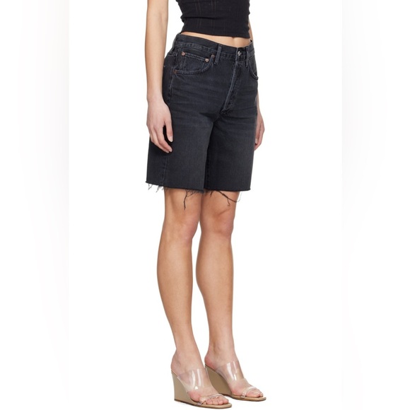 AGOLDE 90s DENIM SHORTS BLACK RAW HEM SIZE 24 - Picture 2 of 10